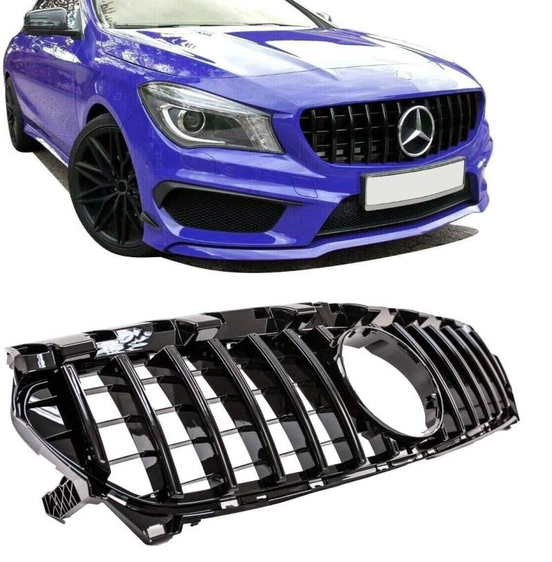 Kühlergrill Schwarz glanz kompatibel für Mercedes W117 CLA ab 2013-2016 auch A45 AMG auf Sport-Panamericana GT DM Autoteile 2730 von DM Autoteile