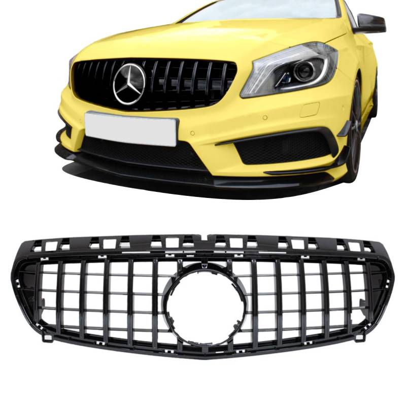 Umbau Sport Kühlergrill Schwarz kompatibel für Mercedes W176 Vor Mopf 12-15 auf Panamericana GT DM Autoteile 2717 von DM Autoteile