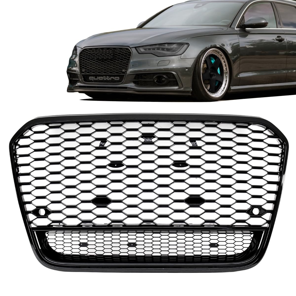 DM Autoteile Sport Wabendesign Kühlergrill Hochglanz Schwarz passt für A6 4G C7 bj 10-15 außer RS6 S6 von DM Autoteile