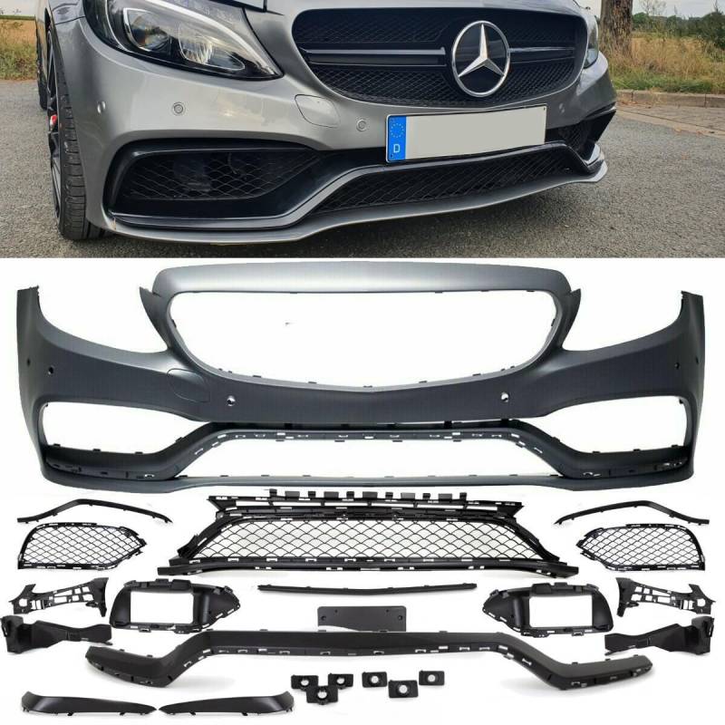 DM Autoteile 2231 Stoßstange Sport vorne kompatibel für Mercedes C-Klasse W205 S205 C205 A205 ab 2014-2018 Mopf Design nicht C63 von DM Autoteile