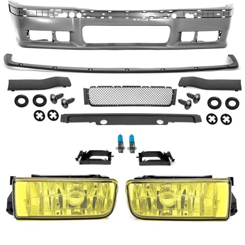 DM Autoteile 1169 Stoßstange vorne +Lippe+Nebelscheinwerfer Gelb US +kompatibel für BMW E36 +M M3 ABE* von DM Autoteile