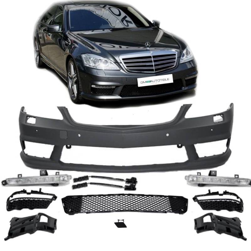 DM Autoteile 2508 Mercedes W221 Front Stoßstange aus PP mit Tagfahrlicht PDC/SRA+ Zubehör kompatibel für S65 AMG von DM Autoteile