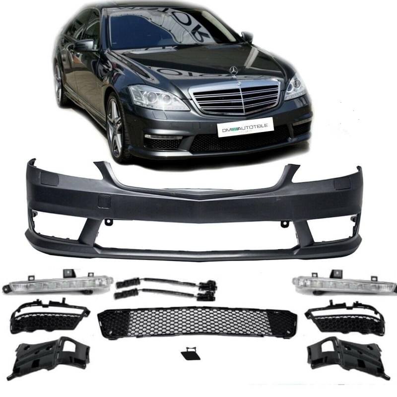 DM Autoteile 2524 Mercedes S-Klasse W221 Front Stoßstange ohne PDC+ Tagfahrlicht + Zubehör kompatibel für S65 AMG von DM Autoteile