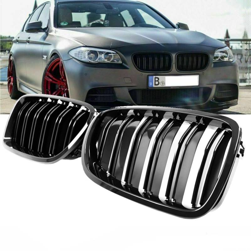 DM Autoteile F10 F11 F18 Kühlergrill Schwarz Glanz Doppelsteg auch M M5 bj 10-17 Grill Front Frontgrill kompatibel für BMW von DM Autoteile