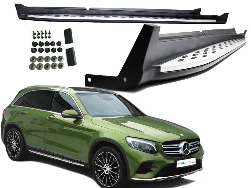 DM Autoteile 2619 Satz Trittbretter Alu + Anbaumaterial kompatibel für Mercedes GLC X253 + Coupe C253 2015-2022 von DM Autoteile