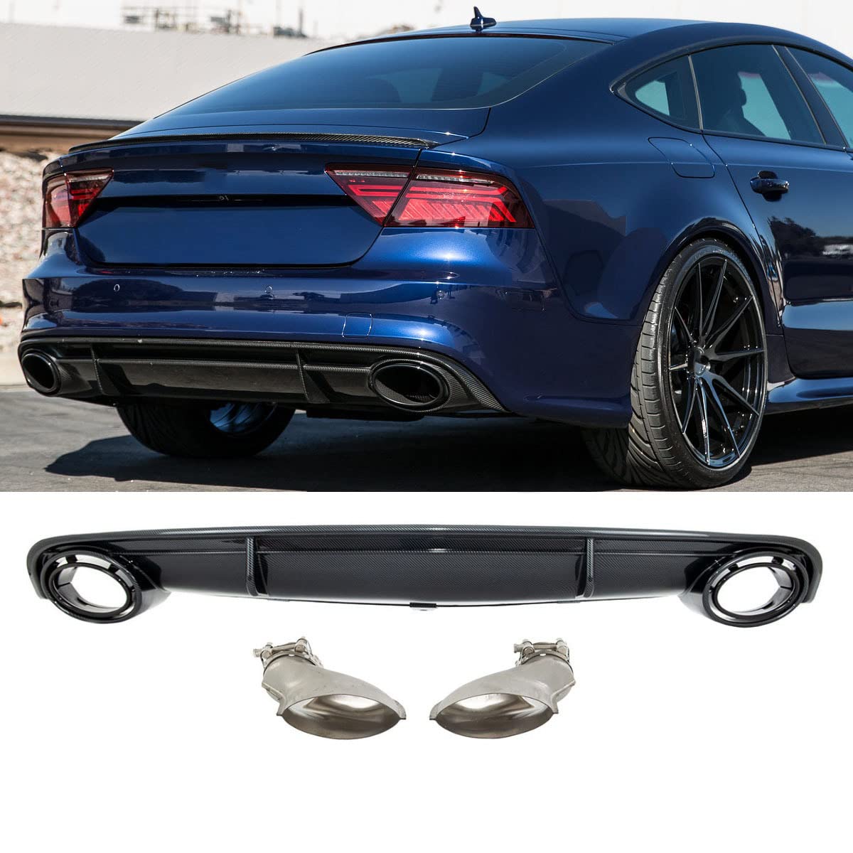 Heckdiffusor Carbon Glanz + Blenden kompatibel für Audi A7 4G Sportback ab 10-14 kein RS7 DM Autoteile 4215 von DM Autoteile