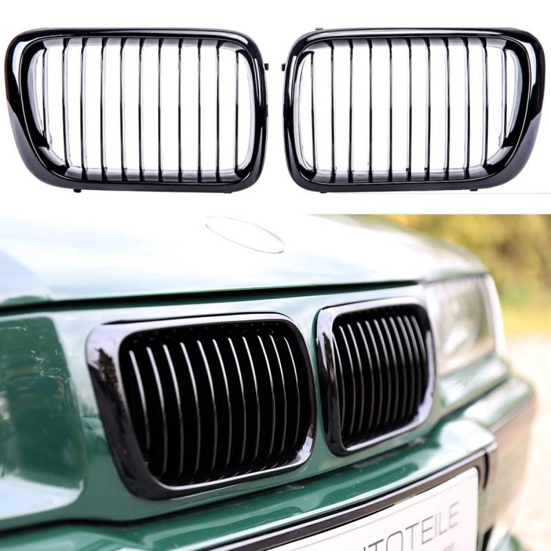 Kühlergrill Grill SET Schwarz Glanz Einzelsteg kompatibel für BMW 3er E36 Facelift ab 1996 DM Autoteile 1187 von DM Autoteile