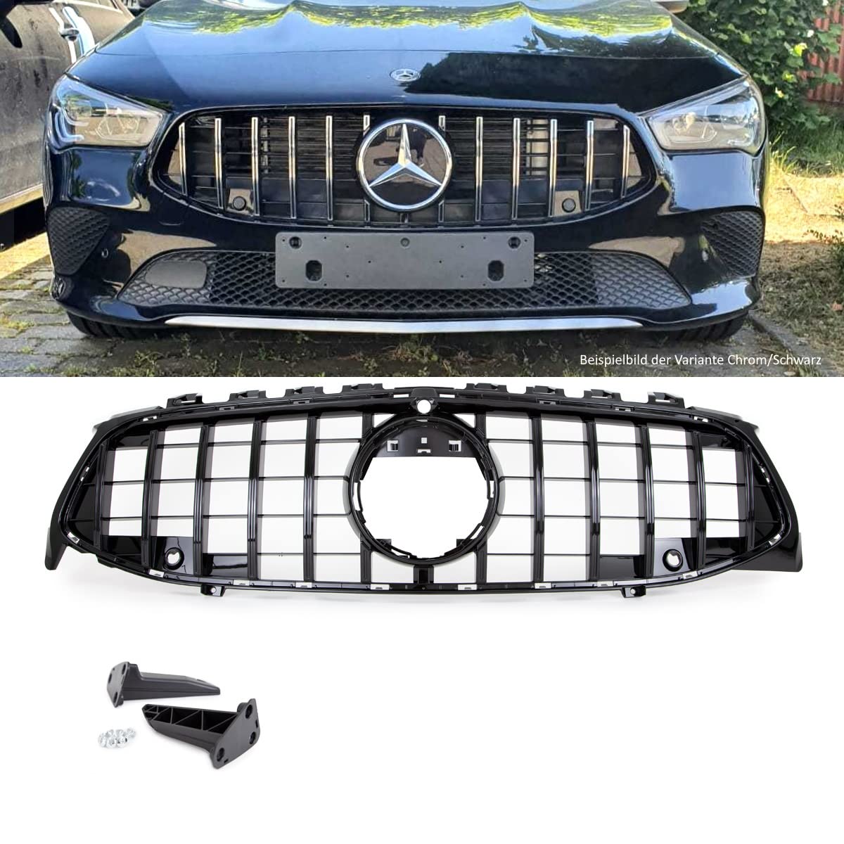 Kühlergrill Schwarz glanz kompatibel für Mercedes CLA W118 ab 2019 für PDC & Kamera auf GT Sport- Panamericana DM Autoteile 2805 von DM Autoteile