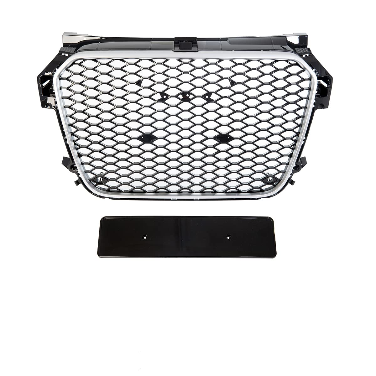 Kühlergrill Waben Grill Silber Schwarz hochglanz kompatibel für Audi A1 8X 2010-2015 auch quattro DM Autoteile 4173 von DM Autoteile