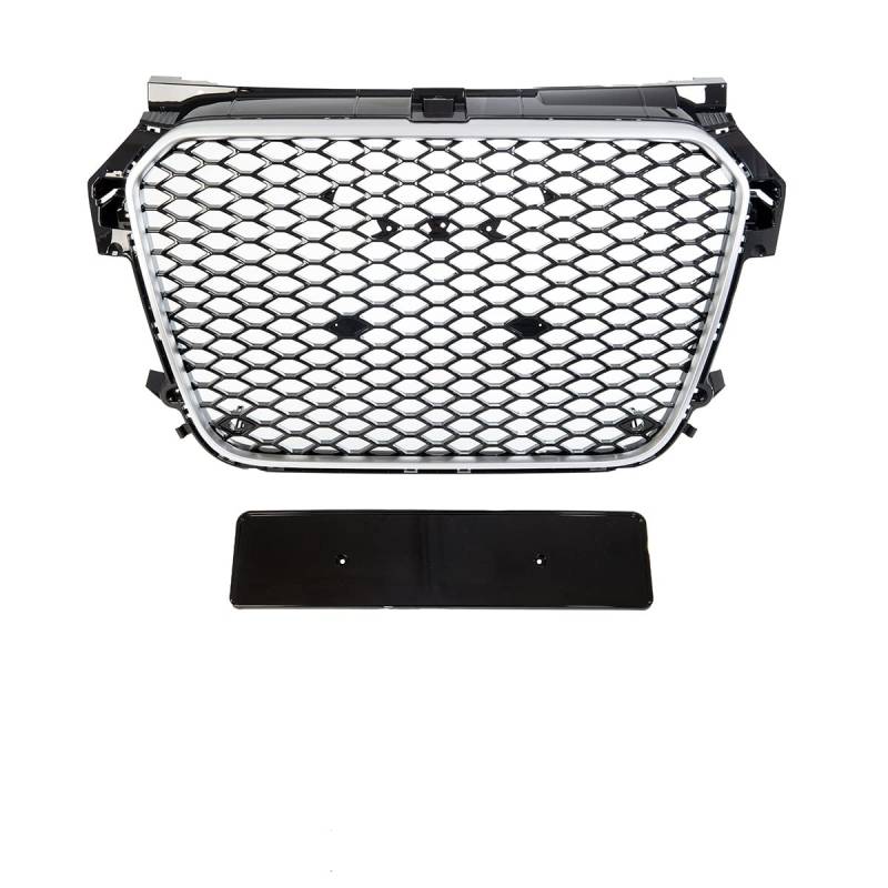 Kühlergrill Waben Grill Silber Schwarz hochglanz kompatibel für Audi A1 8X 2010-2015 auch quattro DM Autoteile 4173 von DM Autoteile