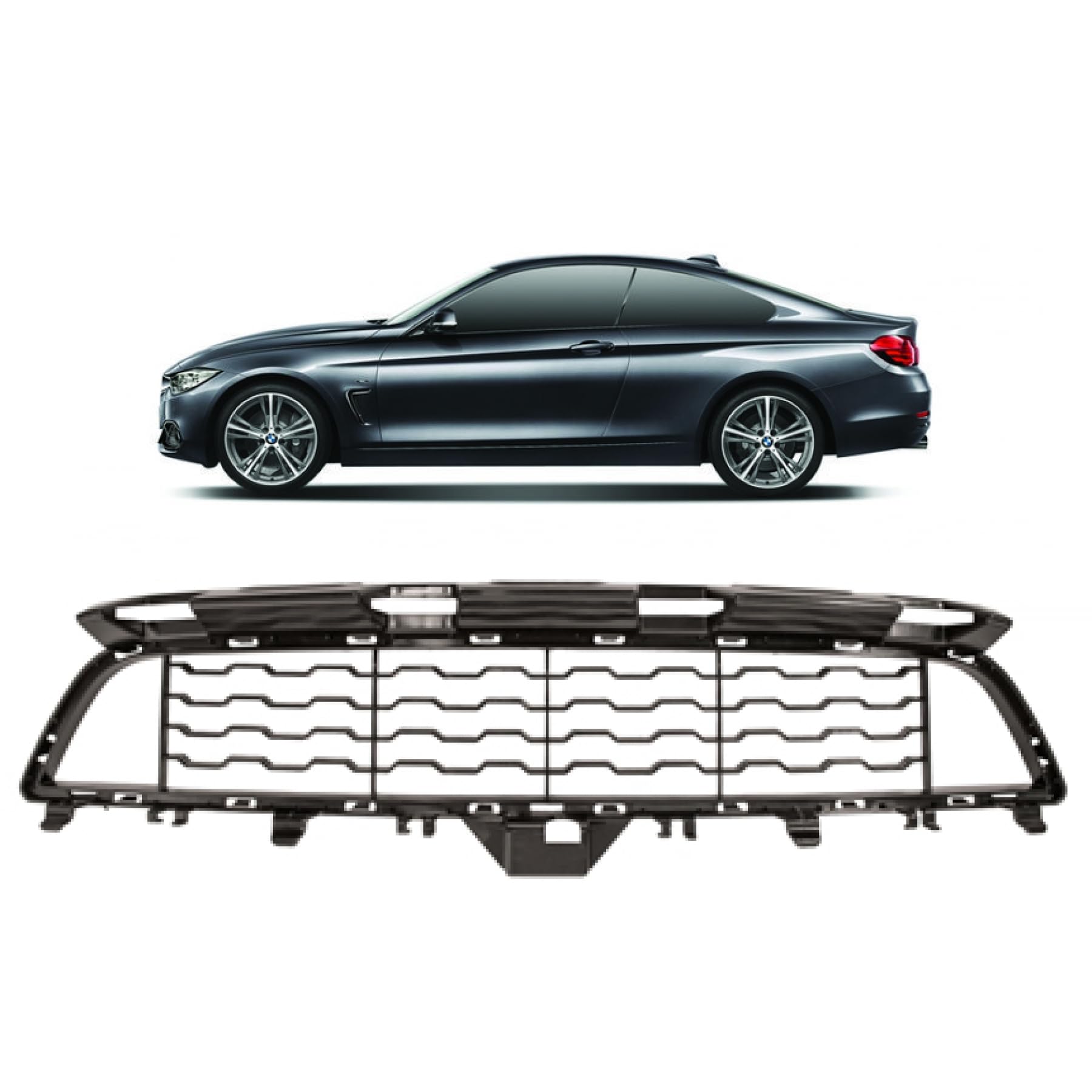 DM Autoteile 115331 Stoßstangen Gitter vorne mitte kompatibel für BMW 4er F32 Coupe F33 Cabrio M-Paket von DM Autoteile