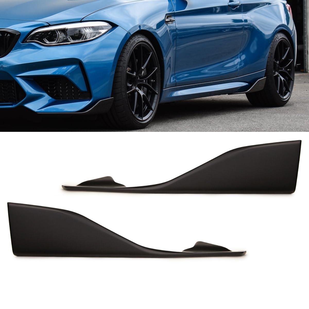 Seitenspoiler Flaps Ansätze rechts und Links schwarz matt kompatibel für die Schweller passend for BMW 2er F87 und alle Modelle mit M2 Seitenschwellern DM Autoteile 1985 von DM Autoteile