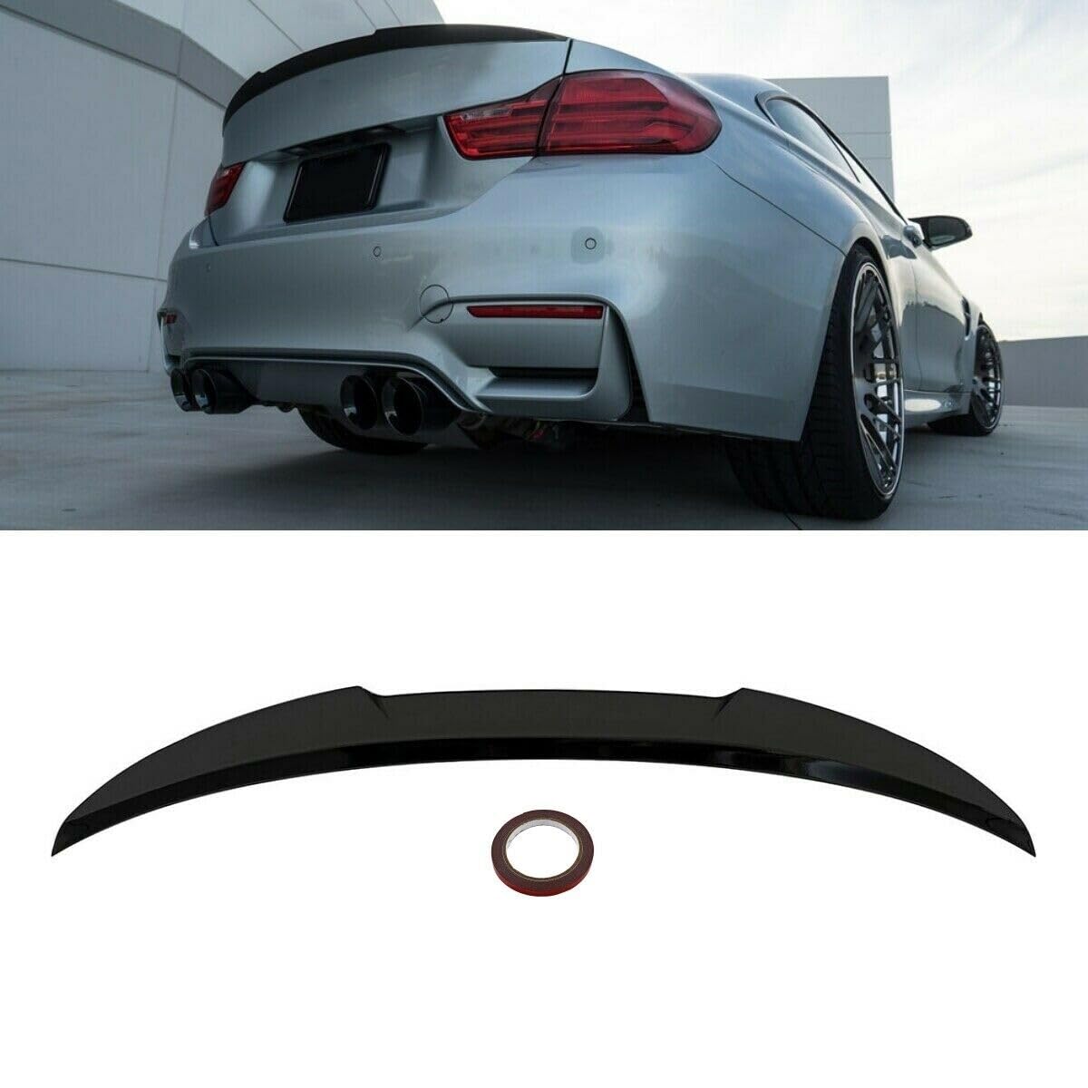 Set Sport-Performance Heckspoiler Schwarz Glanz V-Form kompatibel für BMW 4er F32 Coupe DM Autoteile 16035 von DM Autoteile