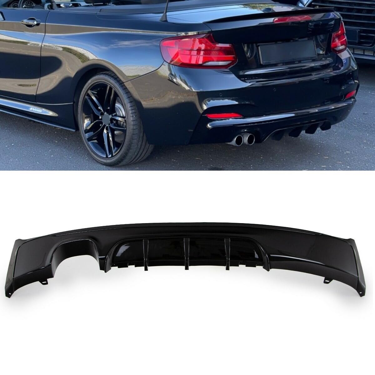 Sport-Performance Heckdiffusor schwarz glänzend 2 Rohr Links kompatibel für BMW F22 F23 mit M-Paket DM Autoteile 914039 von DM Autoteile