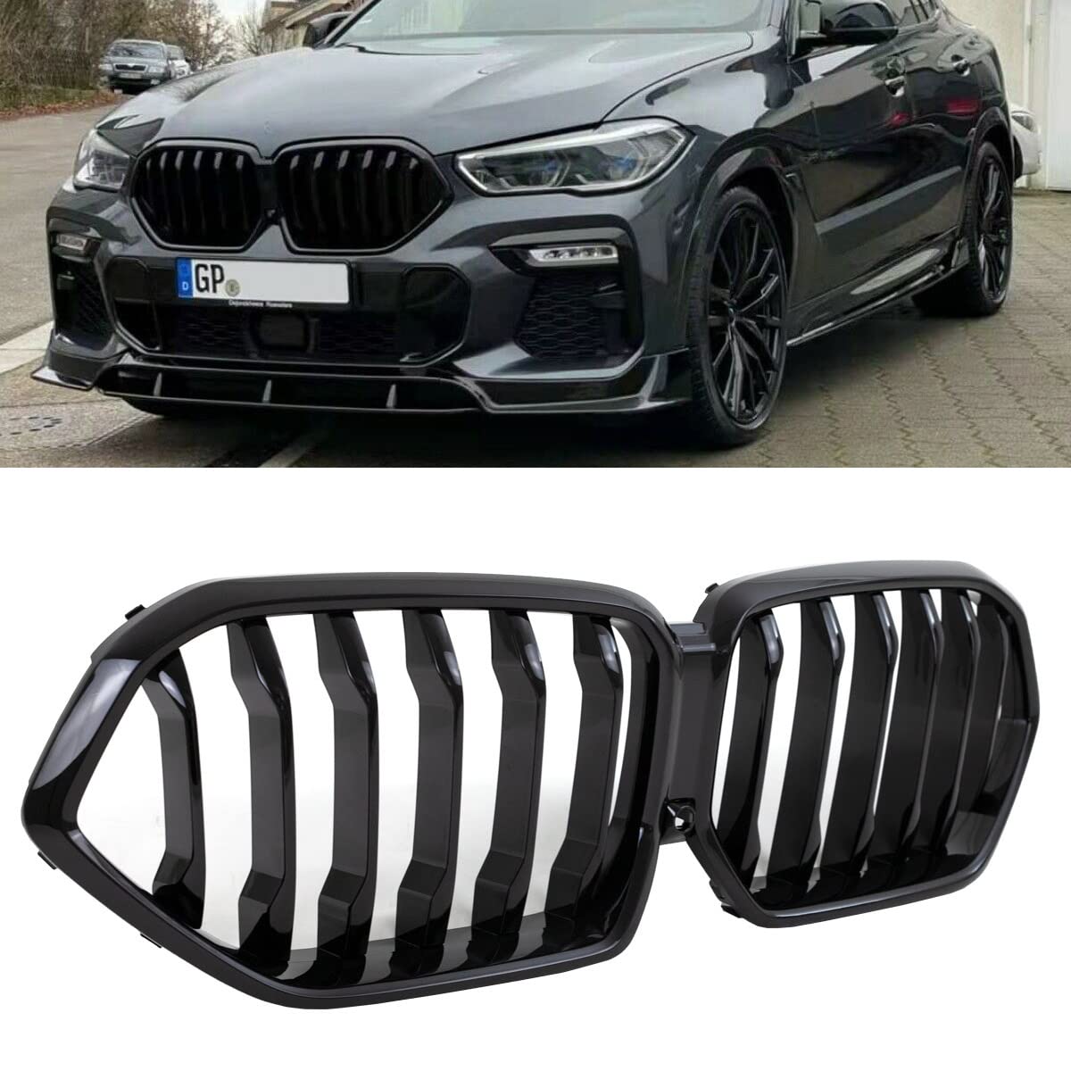 Sport Performance Kühlergrill schwarz Glanz kompatibel für BMW X6 G06 mit/ohne 360° Kamera DM Autoteile 19017 von DM Autoteile