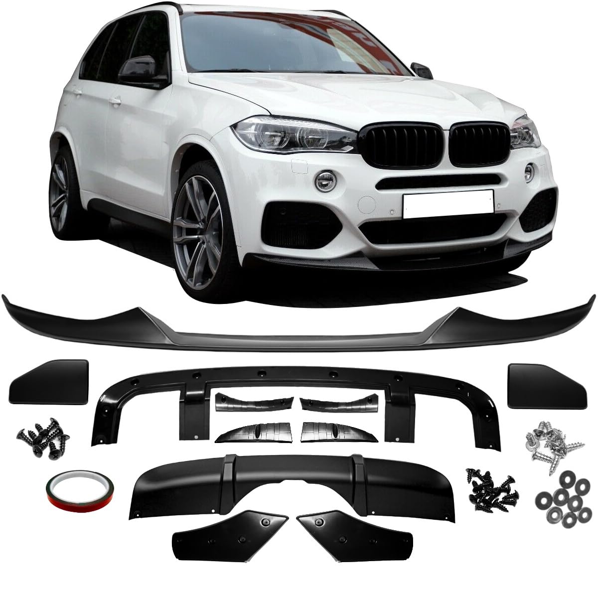 Sport-Performance Set Aero Spoiler Kit Schwarz Glanz kompatibel für BMW X5 F15 M-Paket DM Autoteile 1729 von DM Autoteile