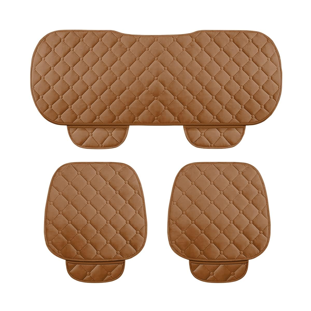 DMFCJQ 3 Stück Autositzkissen für Citroen DS3 2010-2016, Auto Sitzkissen Pad rutschfest Autositzbezug 2 Vordersitzbezüge und 1 Rücksitzbezüge Sitzauflagen Auto Zubehör,A-Brown von DMFCJQ