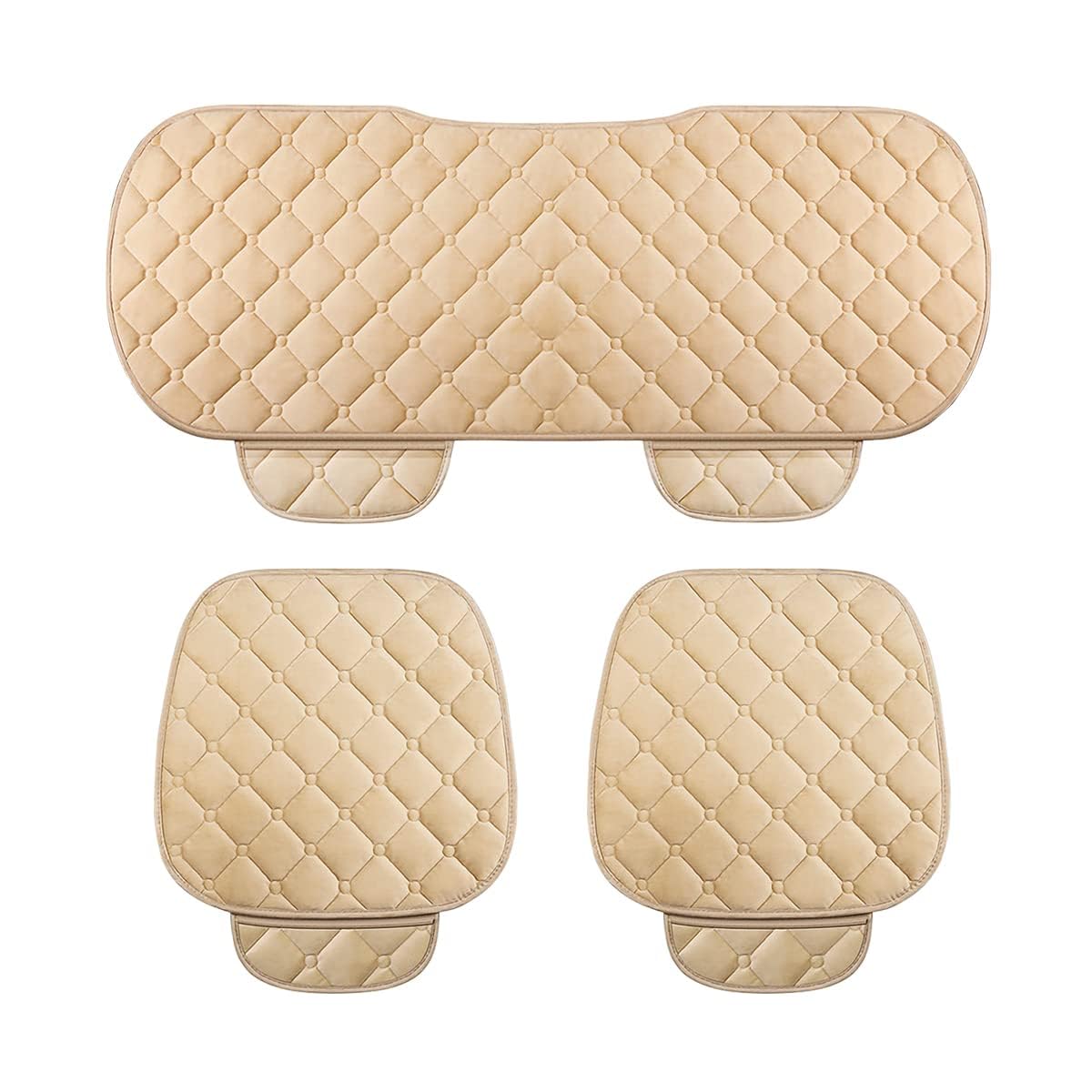 DMFCJQ 3 Stück Autositzkissen für VW UP 2012+, Auto Sitzkissen Pad rutschfest Autositzbezug 2 Vordersitzbezüge und 1 Rücksitzbezüge Sitzauflagen Auto Zubehör,A-BEIGE von DMFCJQ