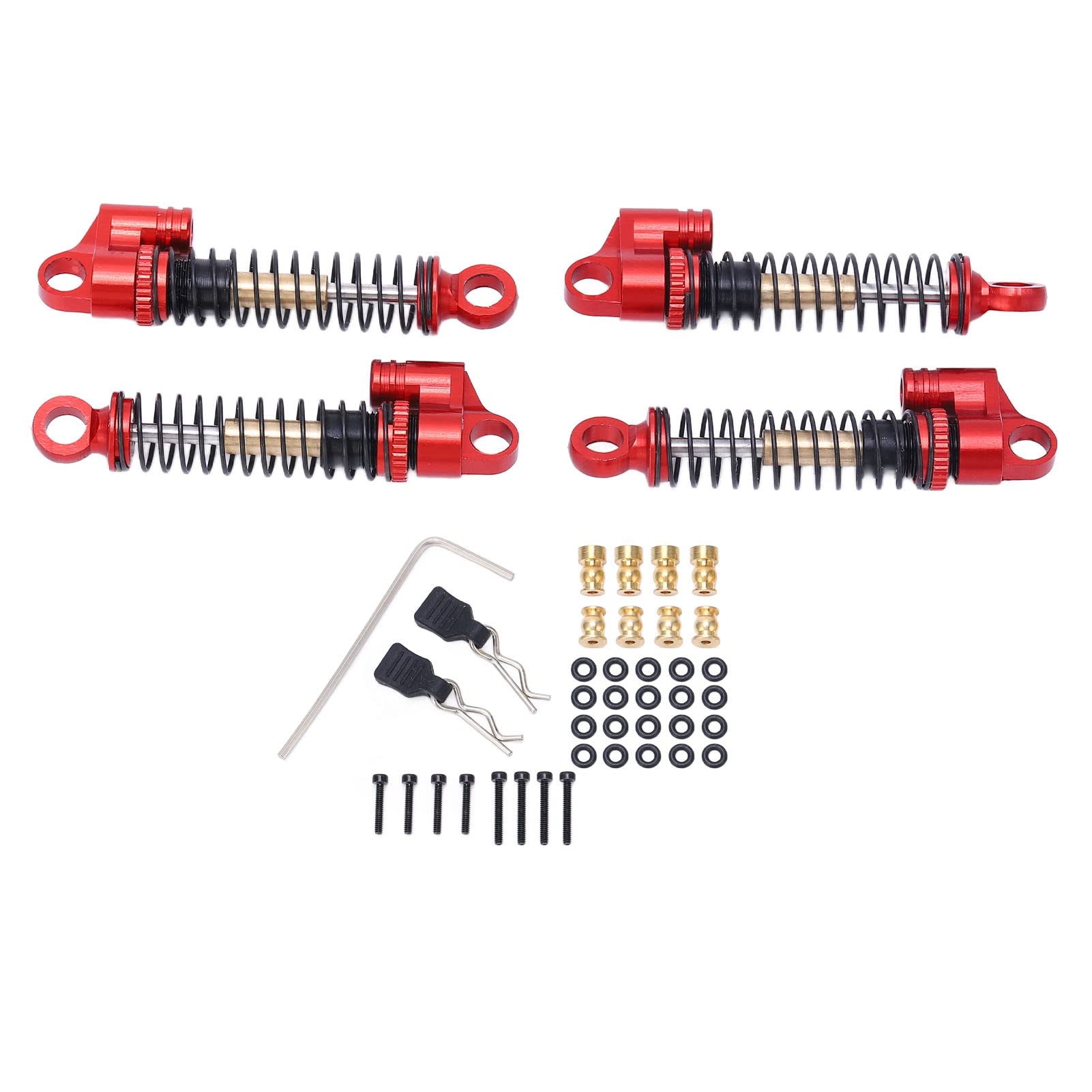 1/24 RC Stoßdämpfer-Upgrade-Kit Hochfestes Aluminiumlegierungsstahlmaterial für AXIAL SCX24-Kettenfahrzeuge (Rot) von DMLENGOIN