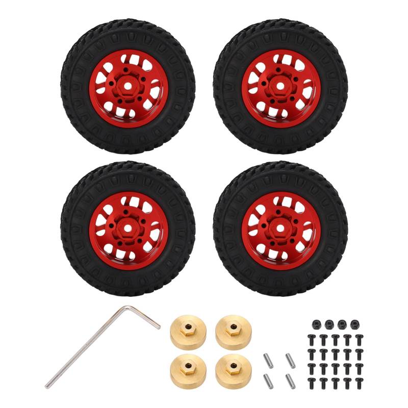 DMLENGOIN 55 mm Felgen-Gummireifen, kompaktes, verschleißfestes Kit für AXIAL SCX24 1/24 RC-Autoteile (Rot) von DMLENGOIN