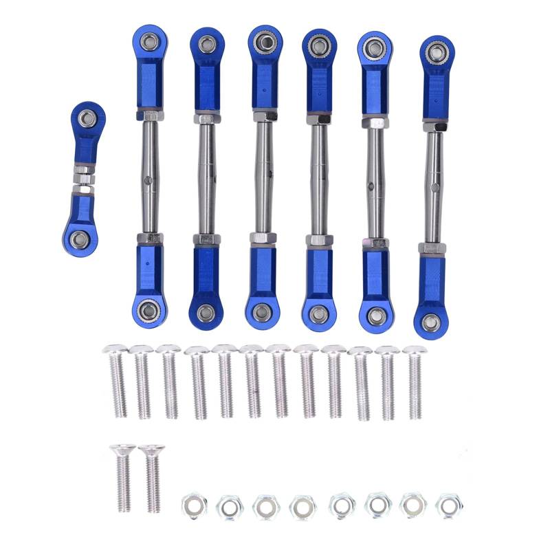 Metall einstellbare Tieverknüpfungsstange RC -Auto -Set Leicht Einfach Installation 7pcs Pack Slash Rustler Stampede 4x4 (Blau) von DMLENGOIN