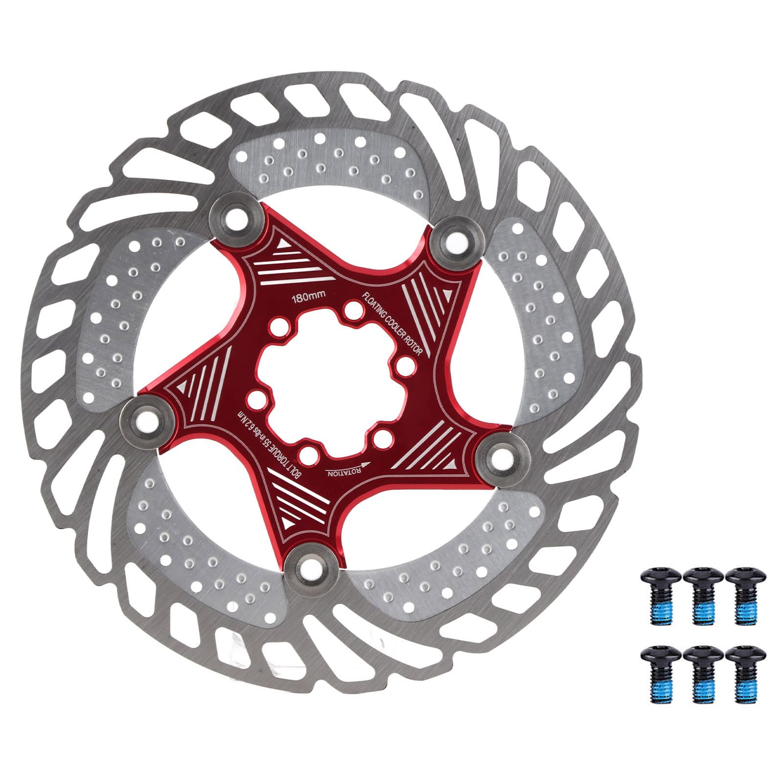 SCHWIMMENDER KÜHLROTOR AUS EDELSTAHL ZUM RADFAHREN, FARBE ROT 140MM 160MM 180MM 203MM (180mm) von DMLENGOIN