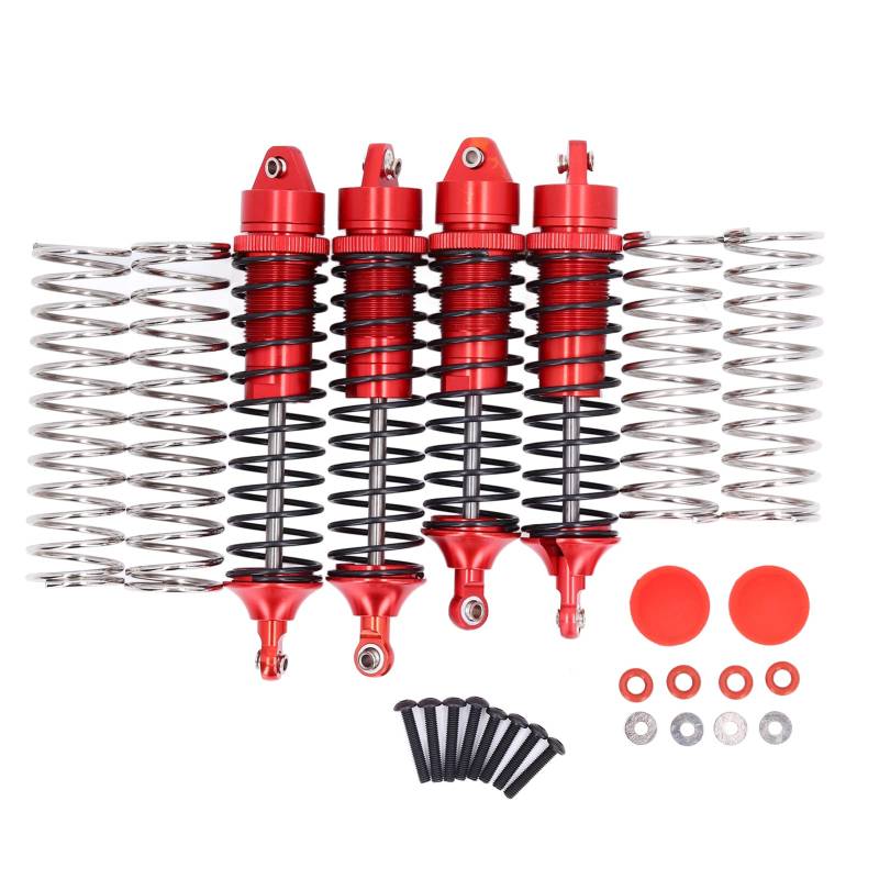 Stoßdämpfer aus Aluminiumlegierung vorne und hinten, RC-Dämpfer, ausgewogenes Fahrerlebnis für ARRMA 1/10 ferngesteuertes Auto (Rot) von DMLENGOIN