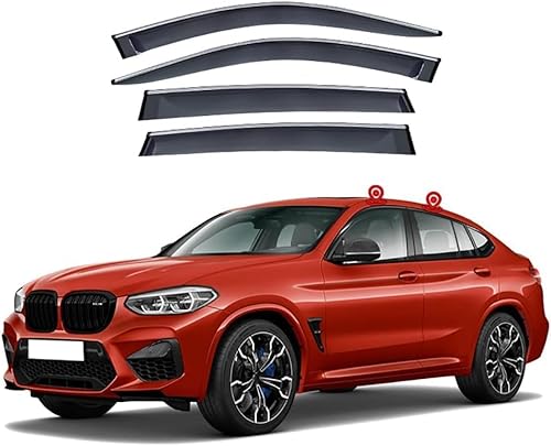 DMXTOP Auto Windabweiser Regenabweiser für BMW X4 G02 2019-2022,Vorne Hinten Autofenster Regenschutz Regenabweiser Windschutz Sonnenblende Auto ZubehöR von DMXTOP