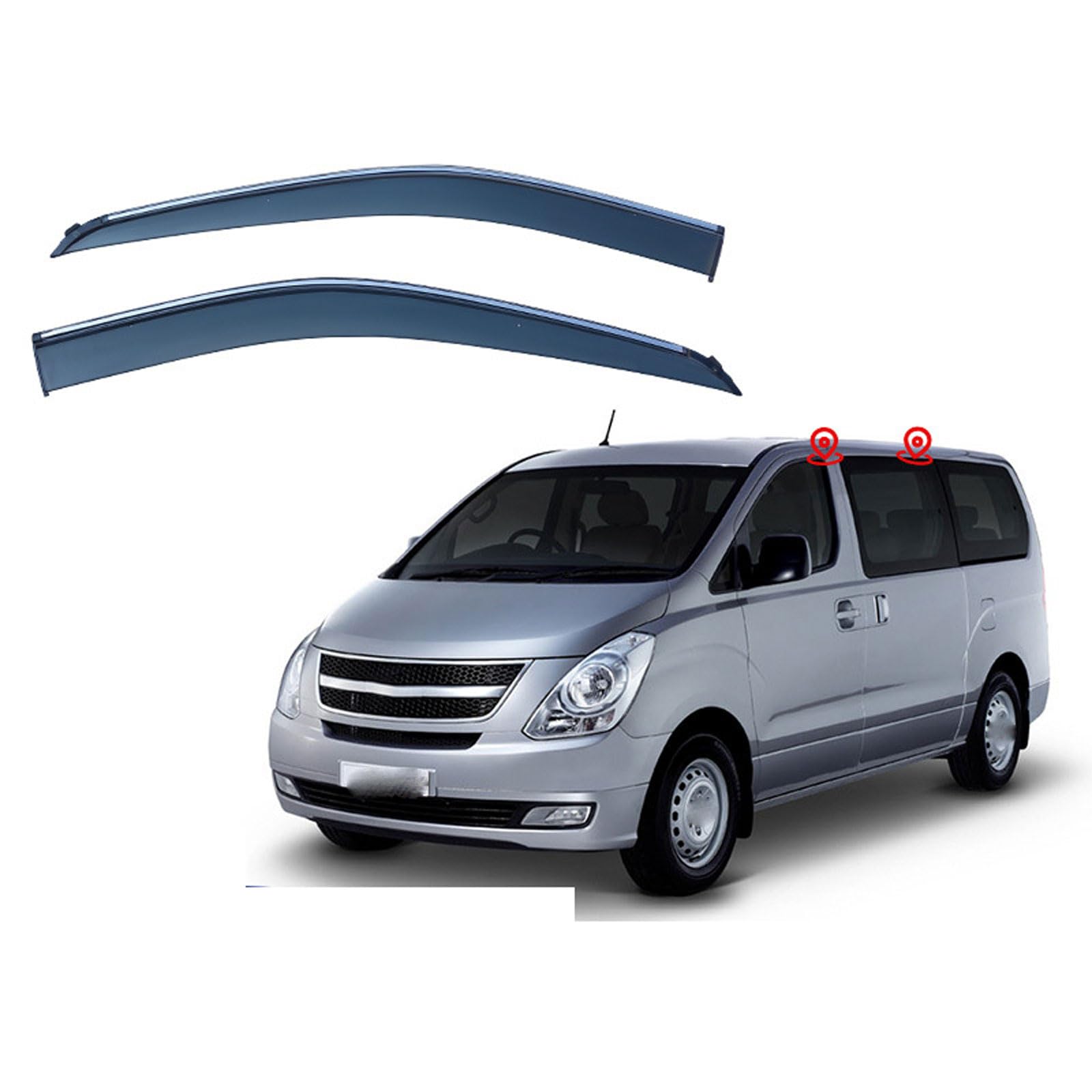 Windabweiser Autofenster für Hyundai H-1 MK2-TQ 2008-2021 2022 2023 2024, LanglebigE Regenabweiser Autofenster Regenschutz 4 Stück Autozubehör von DMYASVTFB