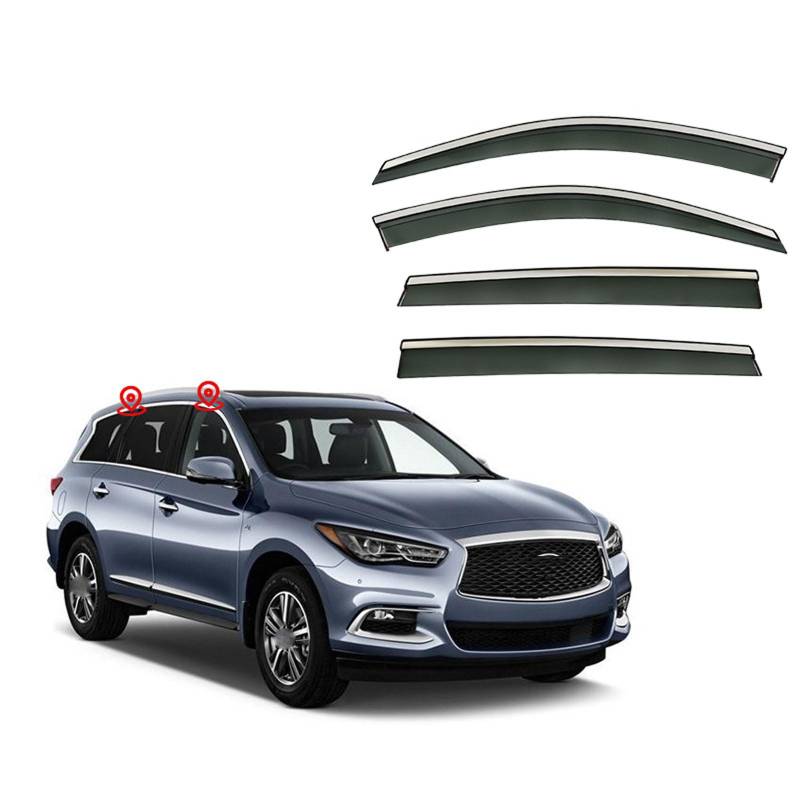 Windabweiser Autofenster für Infiniti QX60 MK1/L50 2012-2018 2019 2020, LanglebigE Regenabweiser Autofenster Regenschutz 4 Stück Autozubehör von DMYASVTFB