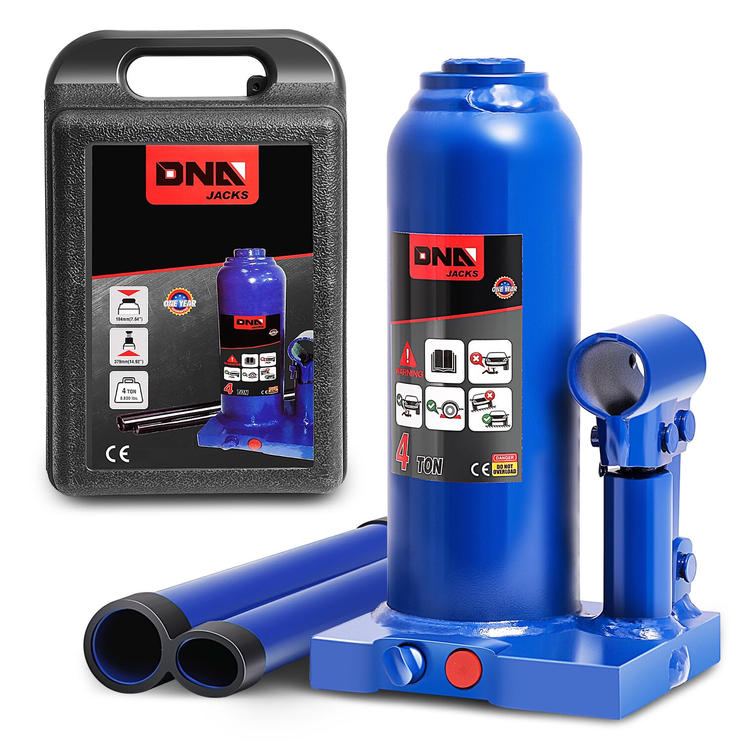 DNA MOTORING TOOLS-00353 Hydraulischer Wagenheber für die Reparatur von Fahrzeugen, Pickup, LKW, mit manuellem Griff, Blau, 4.000 kg von DNA MOTORING