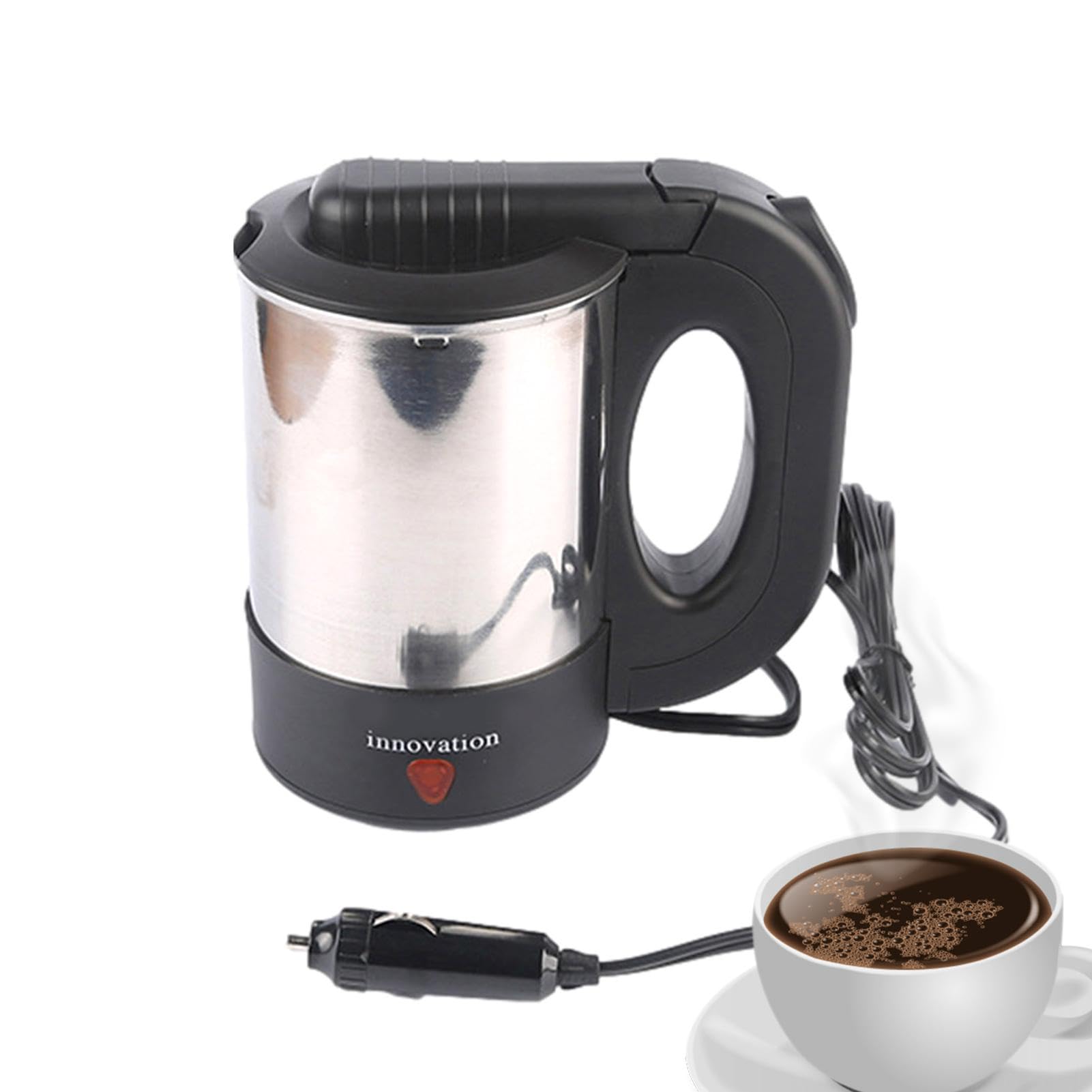 DNCG USB Auto Wasserkocher, 500Ml Elektrischer Wasserkocher, Tragbare Elektrische Wasserkocher, Auto Edelstahl Kaffeetasse für LKW, Flasche mit Wasserbecher Erhitzen von DNCG