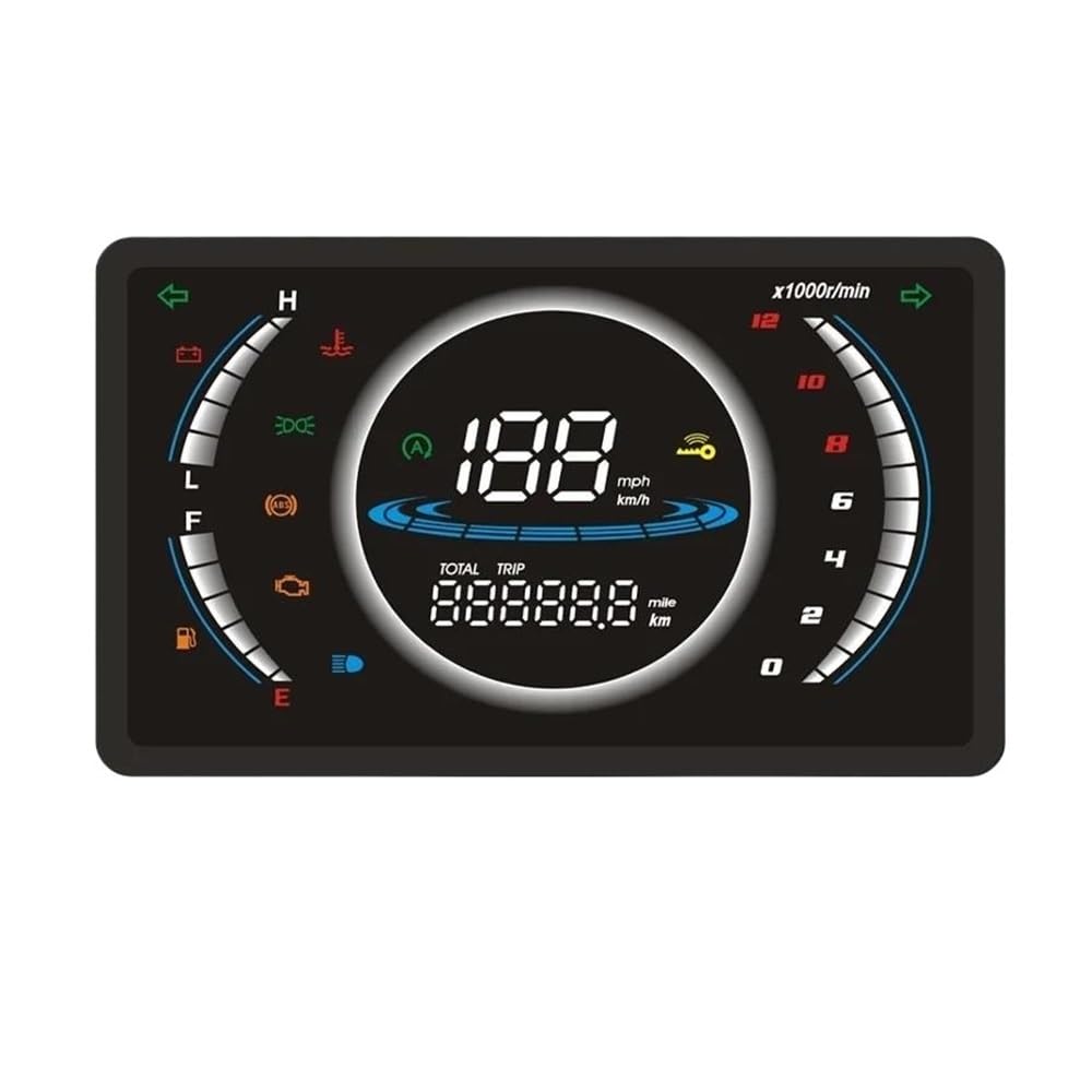 DNZOGW 12 V Einstellbarer LED-Digital-Motorrad-Tachometer, Drehzahlmesser, Armaturenbrett Mit Temperaturgetriebe, 199 Km/h Motorrad ganganzeige von DNZOGW