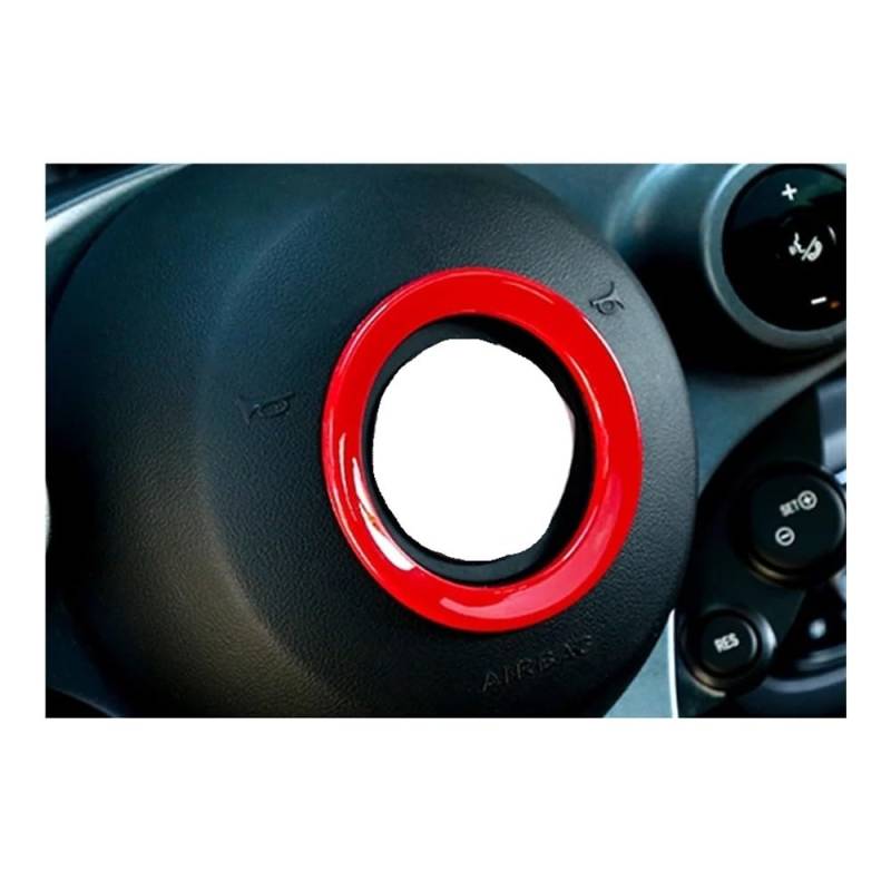 DNZOGW Auto Innen Zierleisten Auto Lenkrad Ring ABS Kunststoff Dekorative Abdeckung Innen Modifikation Zubehör Für Smart 453 Für Fortwo Für Forfour Rahmen Trim Abdeckung(Red) von DNZOGW