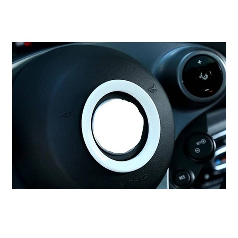 DNZOGW Auto Innen Zierleisten Auto Lenkrad Ring ABS Kunststoff Dekorative Abdeckung Innen Modifikation Zubehör Für Smart 453 Für Fortwo Für Forfour Rahmen Trim Abdeckung(White) von DNZOGW