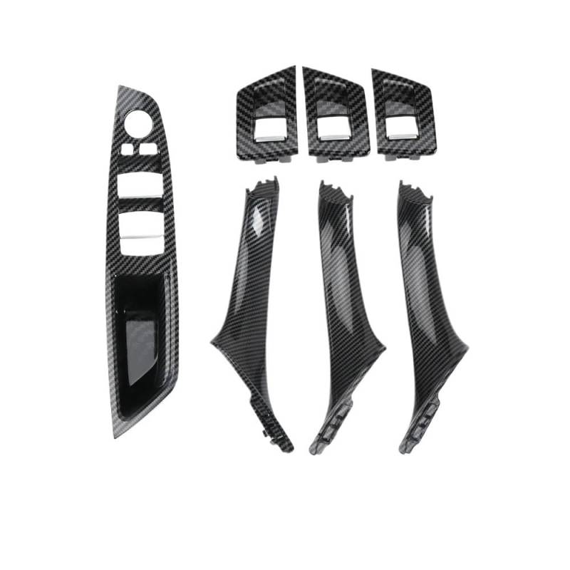 DNZOGW Auto Innentürgriffverkleidung Für 5er-Serie Für F10 Für F18 523 525 528 LHD RHD 7 PCS Auto-Innentürgriff-Zugabdeckung Verkleidung Innentürgriff(LHD Carbon Fiber) von DNZOGW