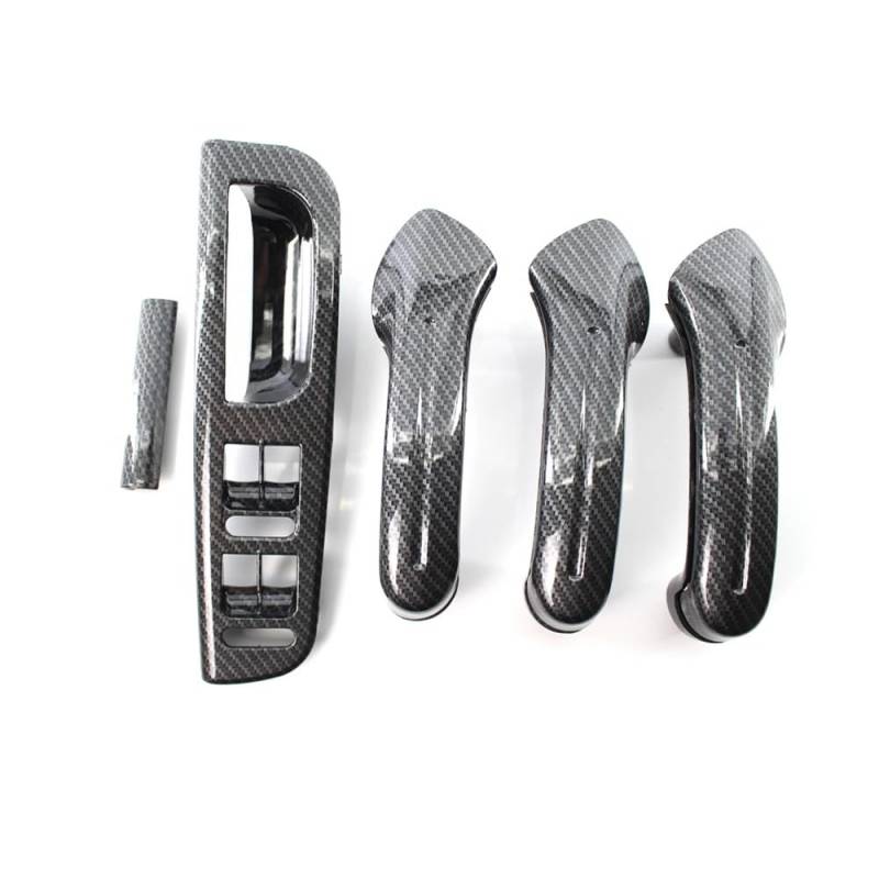 DNZOGW Auto Innentürgriffverkleidung Für Golf Für MK4 1999-2004 Auto Carbon Korn Fenster Schalter Bedienfeld Trim Lünette + 3 Innen Tür Haltegriff Set von DNZOGW