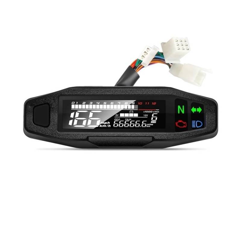 DNZOGW Digitaler Motorrad-Tachometer Moto-Meter Digitaler Tachometer Kilometerzähler Instrument Sensor Geschwindigkeitsanzeige Tacho-Drehzahlmesser Motorrad ganganzeige von DNZOGW