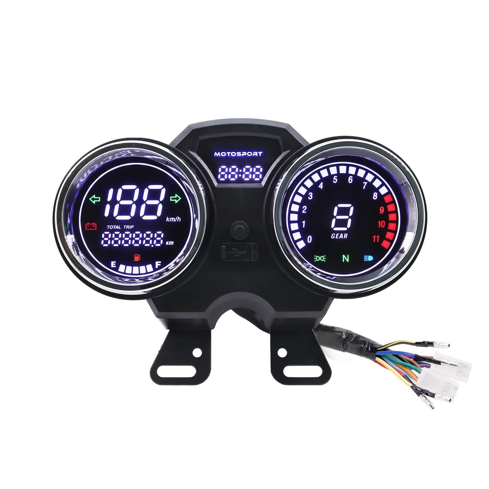 DNZOGW Motorrad Meter Instrument Tachometer 12V Digitale Kilometerzähler Gauge Ganganzeige Tachometer LED Moto Dashboard Motorrad ganganzeige von DNZOGW