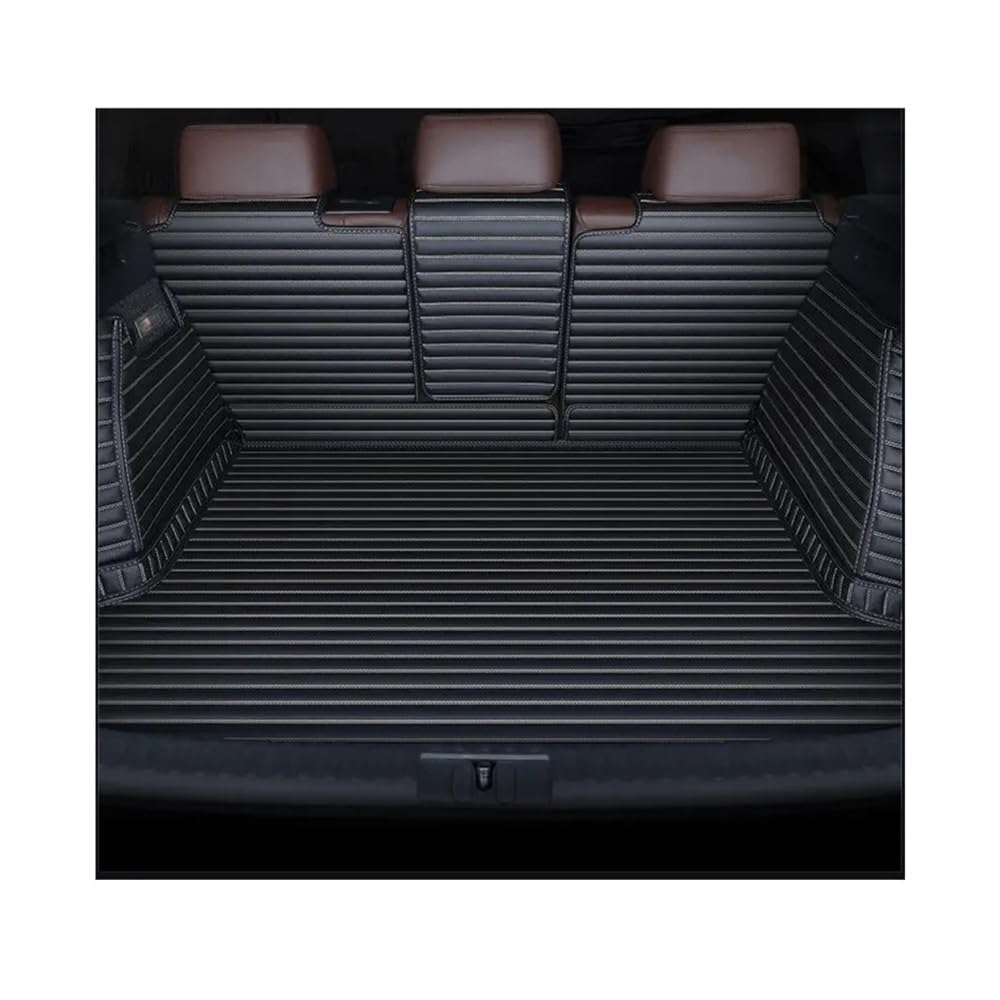 Kofferraummatte Bodenmatte Für Benz Für S Klasse W223 2020 2021 2022 Gestreifte Pu Vollständige Abdeckung Auto Kofferraum Cargo Liner Zubehör Innen(Black beige) von DNZOGW