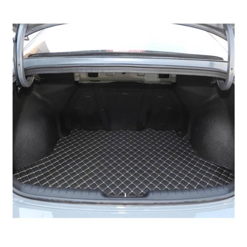 Kofferraummatte Bodenmatte Für Hyundai Für Elantra Für Avante CN7 2021-2024 Auto PU-Kofferraummatte Heckverkleidung Frachtteppich Tablettschutz Zubehör(Black Beige) von DNZOGW