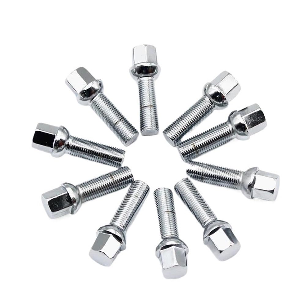 Spurverbreiterungen Steel Radschrauben M12x1,5 14x1,5 14x1,25 12x1,25 In Verschiedenen Längen 10 Stück Reifenzubehör(10pcs round 27mm,M12x1.25) von DNZOGW