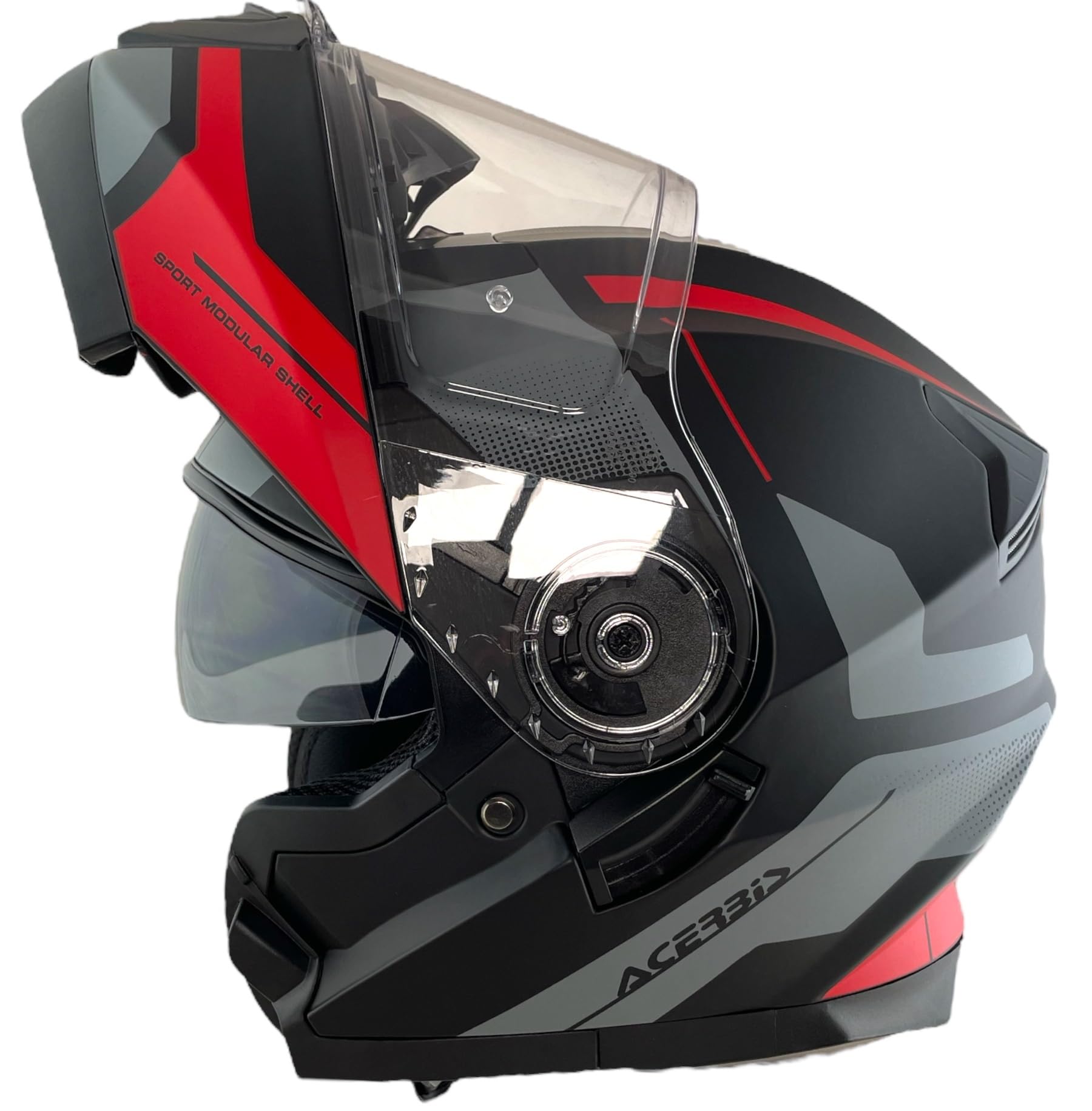 ACERBIS Serel 22.06 Helm, Schwarz und Rot, Größe L (59/60), Modularhelm mit Sonnenbrille, vollständig zugelassen von DOBLE XX