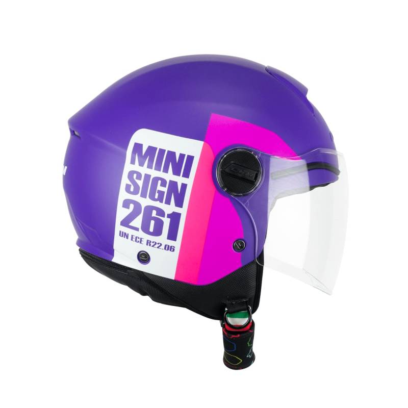 CGM Helmets 261X Mini Sign Kinderhelm, Violett und Rosa, vollständig zugelassen 22.06, mit SV für Motorradfahrer, Unisex (YL 49/50) von DOBLE XX