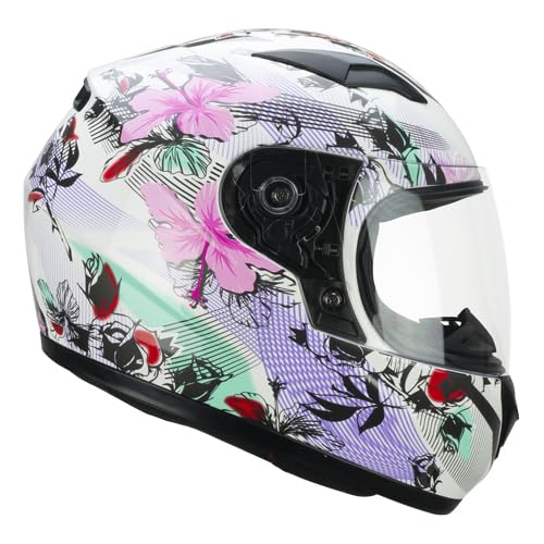 CGM Helmets Integralhelm für Kinder, 265S Lucky Music, Weiß und Rosa, vollständig zugelassen 22.06, mit SV, für Motorradfahrer, Unisex (YXL 53/54) von DOBLE XX