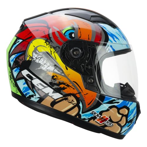 CGM Helmets Integralhelm für Kinder, 265X, Lucky Boxer, Farbe Blau und Rot, vollständig zugelassen 22.06, mit SV, für Motorradfahrer Unisex (YXL 54/55) von DOBLE XX