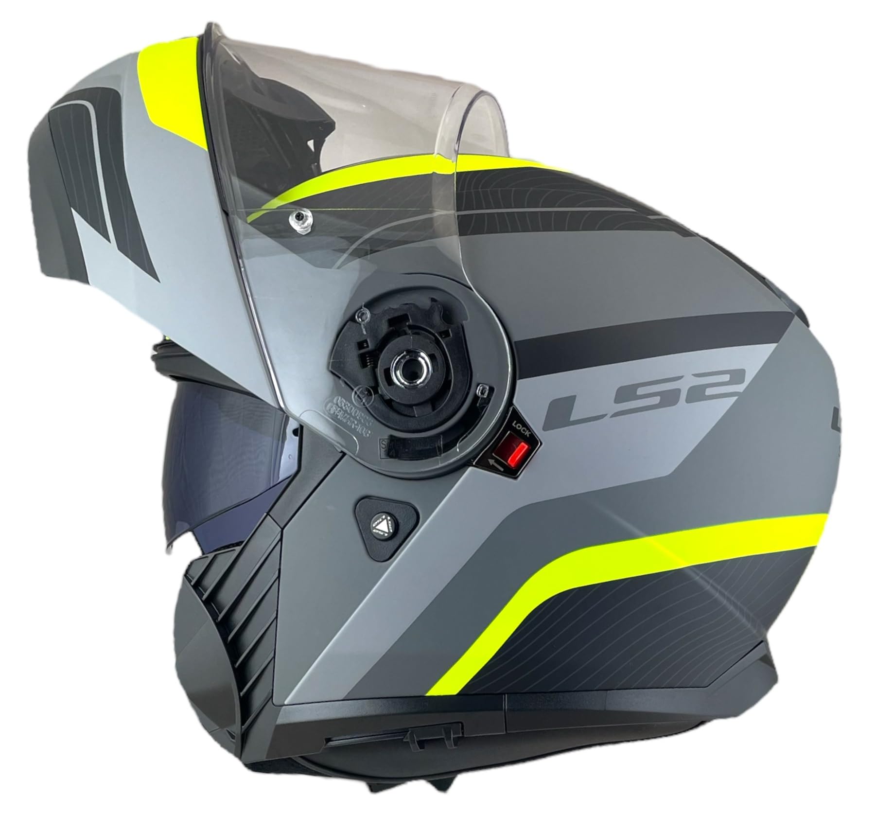 DOBLE XX LS2 Helmts Klapphelm Strobe 2, Größe L (59/60), Grau matt und fluoreszierend, Zulassung 22.06 von DOBLE XX