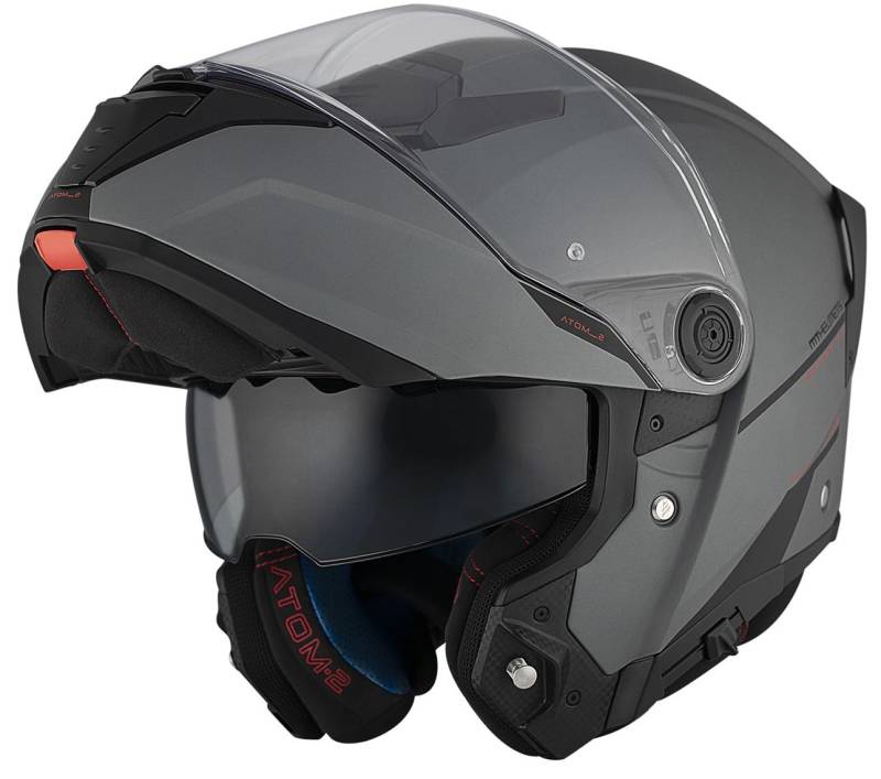 DOBLE XX MT Helmets Modularhelm Atom 2, Größe L (59/60), Titan, matt, 22.06, mit Sonnenbrille, Unisex, P/J-Zulassung von DOBLE XX