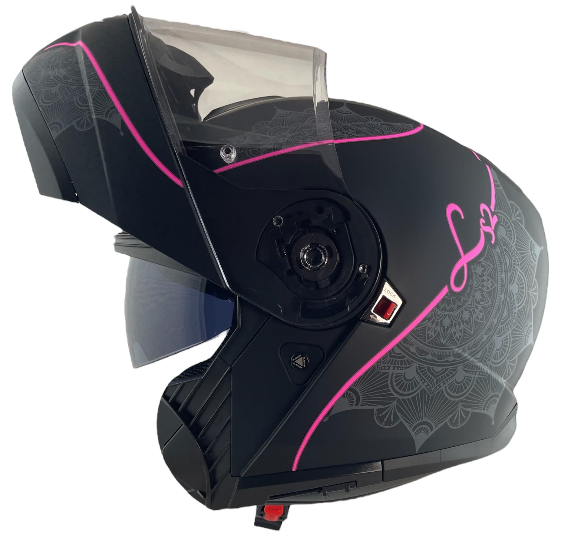 LS2 Helmet Klapphelm Strobe 2, Größe S (55/56), Neonpink und Mattschwarz, KPA mit 22,06 und P/J-geprüft von DOBLE XX