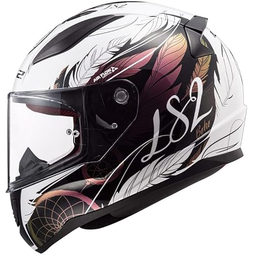 LS2 Helmets Integralhelm Rapid II Boho Weiß Schwarz und Rosa mit Zulassung 22.06 (XS) von DOBLE XX